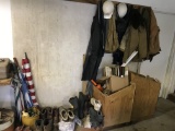 Wall of Coats, Shoes, Wood Boxes with Wood and More!