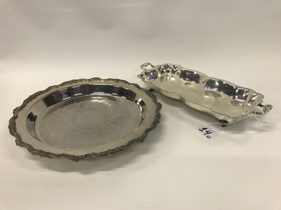 Silverplated & Engraved Trays: Poole Round & Sheridan Bread Tray