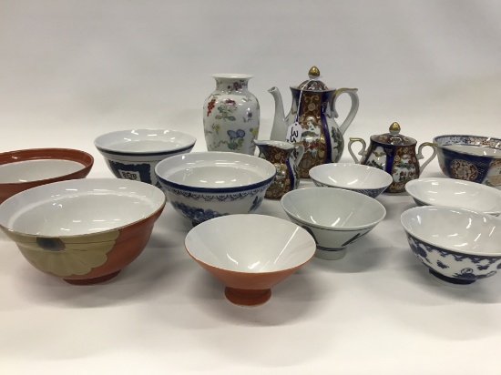 Group Of (14) Pcs. Oriental Design Porcelain