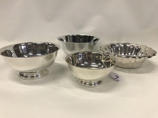 (4) Silverplated Serving Bowls