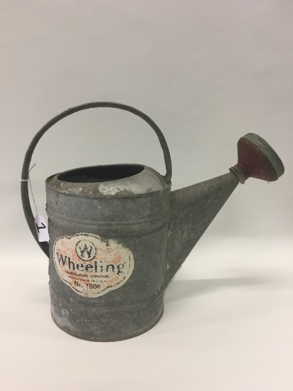 Vintage Wheeling Galvanized Watering Can