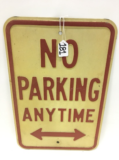 Vintage Embossed "No Parking Anytime" Sign