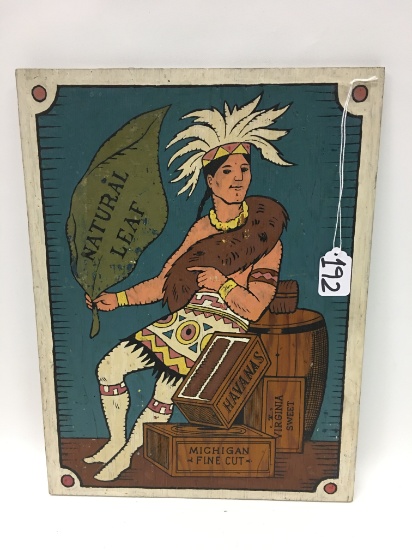 Contemporary Wooden "Natural Leaf" Tobacco Sign