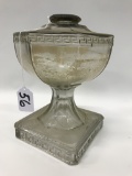 Greek Key Design Antique Oil Lamp -Base Only