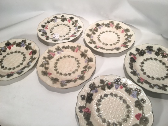 (6) 8.75" Wedgewood Plates W/Vine & Grapes Design