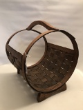 Vintage Barrel Basket-Magazine Basket