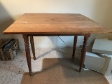 Primitive Drop Leaf Table W/Carved Legs-Unusual