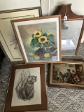 Group Of (5) Framed Prints + A Mirror