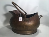 Antique Brass Coal Hod W/Handle