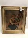 Late 1800's Antique Print On Board 