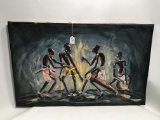 Oil On Canvas Of Tribal Dance Scene By Martisse '69