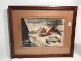 Framed & Matted Watercolor By R. H. Creager 1949