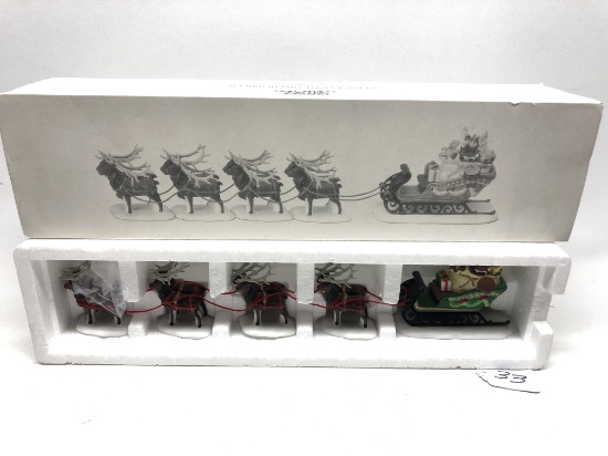 Department 56 North Pole Series "Sleigh & 8 Tiny Reindeer"