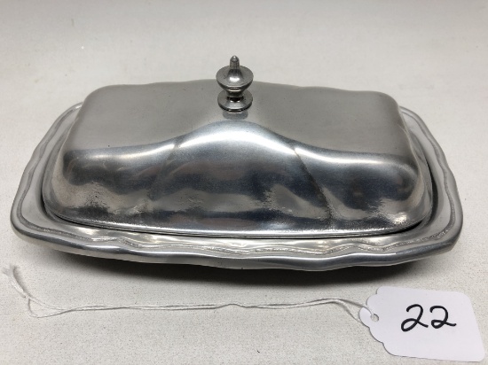 Wilton Pewter Covered Butter W/Glass Insert