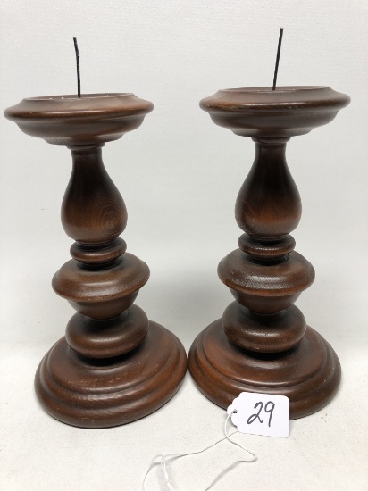 (2) Turned Wooden Candle Holders