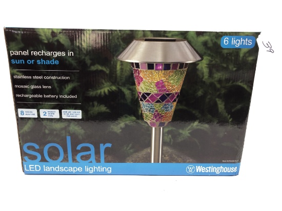 (6) Solar Powered LED Landscape Lights In Box
