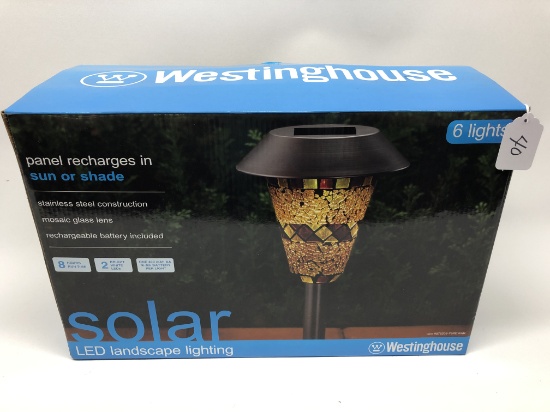 (6) Solar Powered LED Landscape Lights In Box