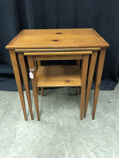 Vintage Pine Nesting Tables By Brandt Furniture, Maryland