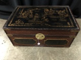Contemporary Oriental Lidded Trunk W/Brass Accents