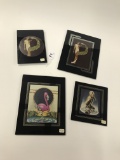 (4) Deco Style Prints Under Glass