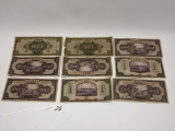 Group of Vintage 100 Yuan and Dollar Bills