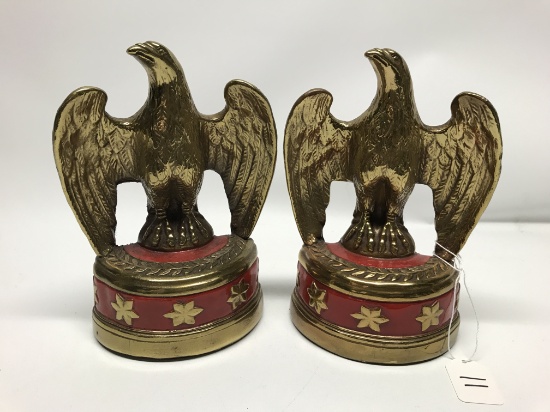 Pair of Metal Clad Eagle Book Ends, 8.25" Tall