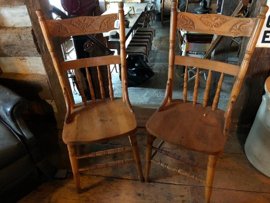 Pair of press back dining chairs