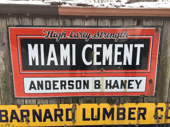 Vintage Porcelain "Miami Cement Anderson & Haney" Advertising Sign