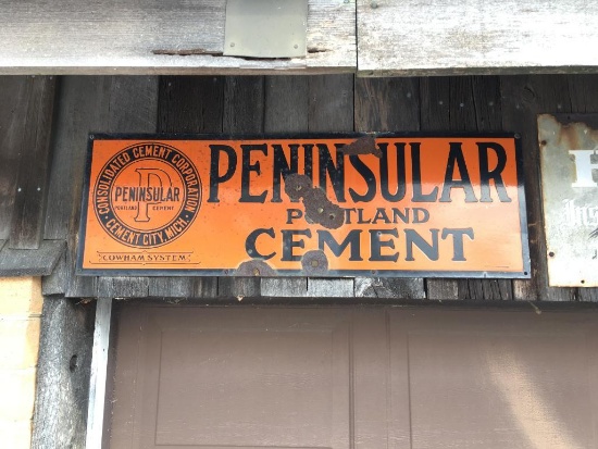 Vintage Porcelain "Peninsular Cement" Advertising Sign