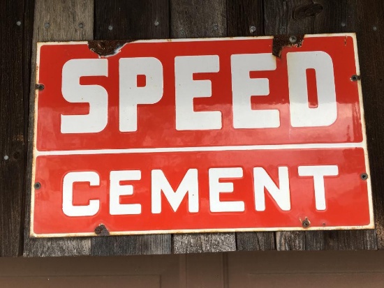 Vintage Porcelain "Speed Cement" Advertising Sign