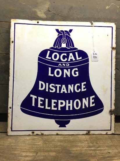 Vintage Porcelain "Local Long Distance Telephone" Sign