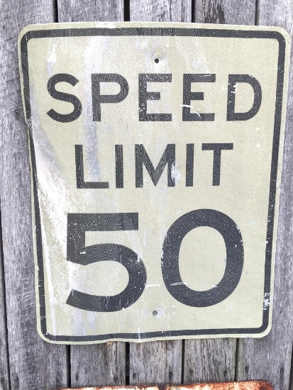 Vintage "Speed Limit 50" Metal Sign