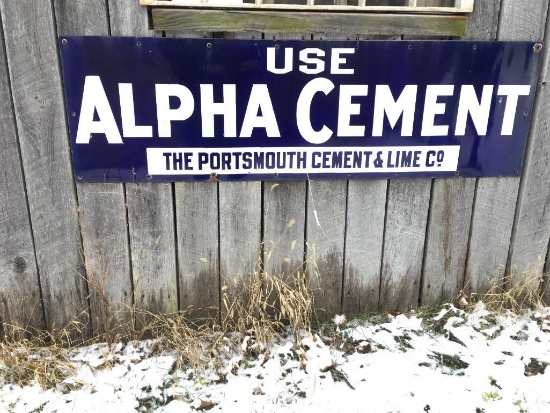 Vintage Porcelain "Use Alpha Cement" Advertising Sign