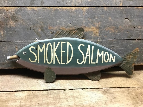 Wood & Tin "Smoked Salmon" Hanging Sign