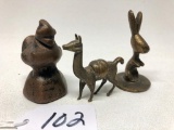 (3) Mini Brass Animals
