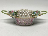 Herend Hungarian Fine Porcelain Oval Open-Work Fancy W/Handles