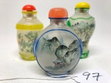 (3) Hand Painted Oriental Perfume Bottles