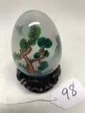 Oriental Hand Painted Egg W/Stand