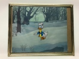 Original Handpainted Celluloid Drawing Of Donald Duck In Snow