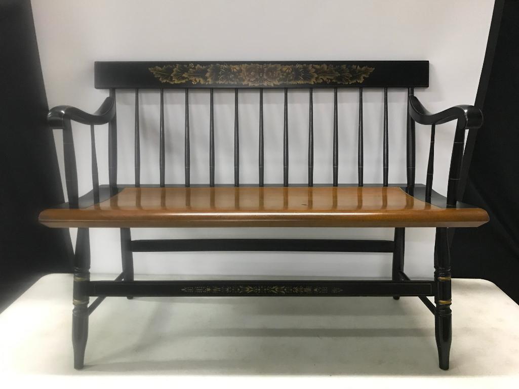 Hitchcock Type Deacon Bench W Stenciling Estate Personal