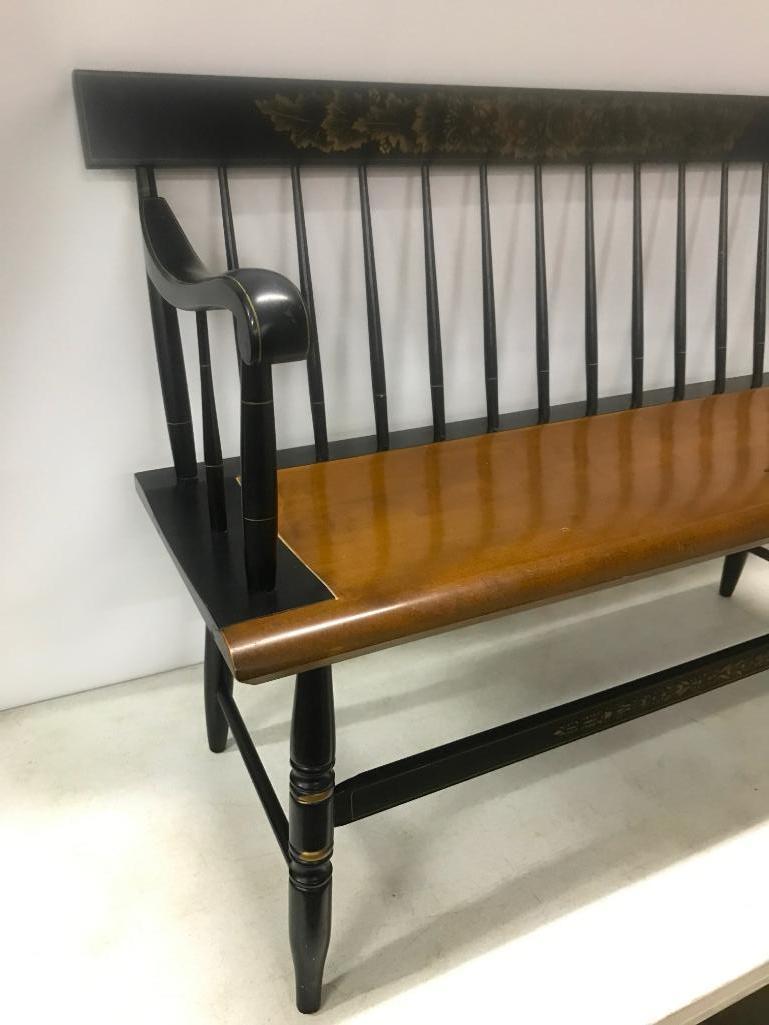 Hitchcock Type Deacon Bench W Stenciling Estate Personal
