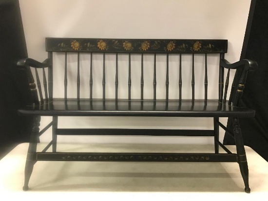 Hitchcock Type Deacons Bench W/Stenciling