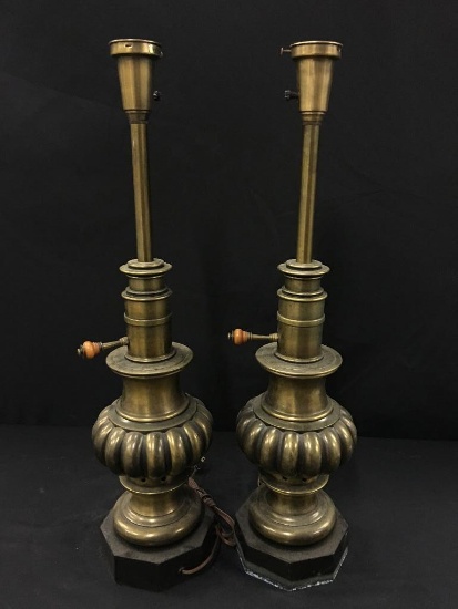 Pair Of Brass & Marble Stiffel Lamps