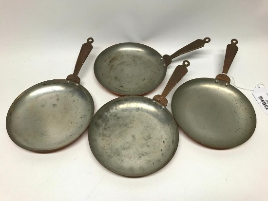 (4) Matching Copper Small Skillets