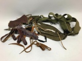 Vintage Archery Arm/Finger Guards + Military Belt/Strap