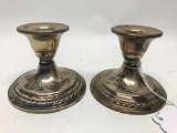 (2) Matching International Sterling Candleholders