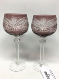 (2) Vintage Cut Glass Toasting Glasses