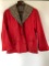 Ladies Red Leather and Houndstooth Jacket, No Size Marked, Probably Small or Medium