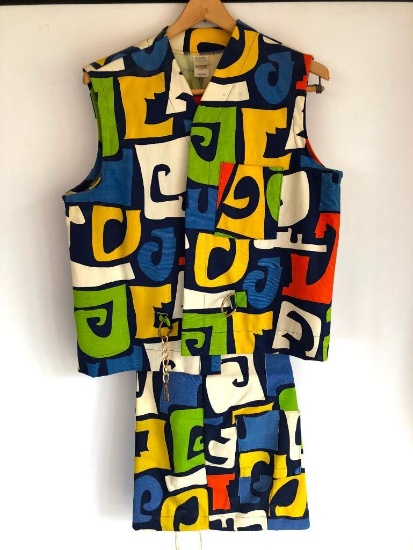 Vintage Vest and Pants, Very Colorful from Sears, Large 42-44
