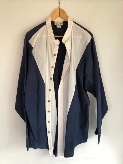 Navy and White Button Up Shirt by Mo Betta, Sevens Collection, XXL